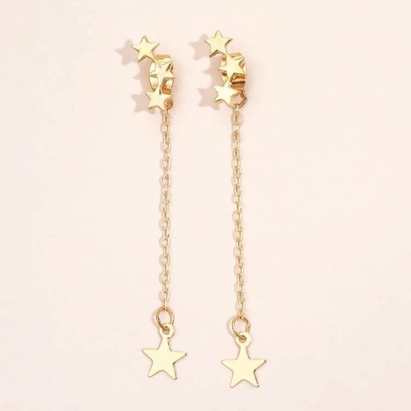 Star Drop Earrings Golden - Picture 3 of 6